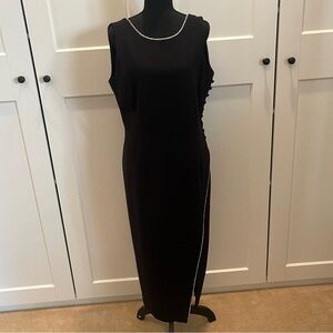 Vintage Chancelle Chic Black Midi Dress LBD with Sparkling Crystals